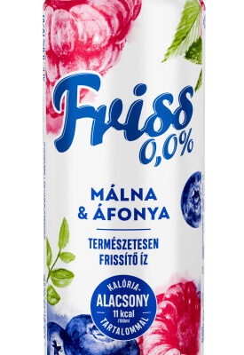 Friss 0,0% málna-áfonya ízű üdítőital és alkoholmentes malátaital keveréke 0,5 l
