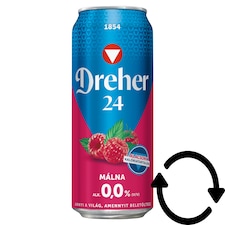 Dreher 24 Málna alkoholmentes világos sör és málna ízű ital keveréke édesítőszerrel 0,0% 0,5 l