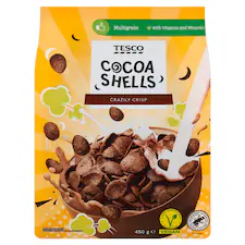 Tesco Cocoa Shells kakaós gabonapehely hozzáadott vitaminokkal, kalciummal és vassal 450 g
