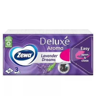 Zewa Deluxe Lavender Dreams illatosított papír zsebkendő 3 rétegű 90 db