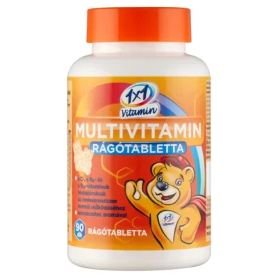 1x1 Vitamin multivitamin narancs ízű étrend-kiegészítő rágótabletta 90 x 800 mg (72 g)