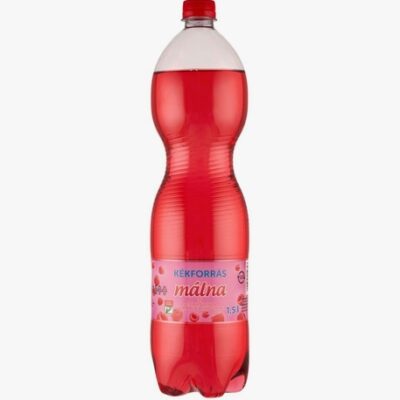 Kékforrás málna ízű szénsavas üdítőital cukorral és édesítőszerekkel 1,5 l