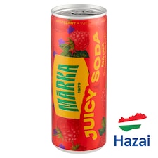 Márka Juicy Soda málna szénsavas üdítőital cukorral és édesítőszerrel 250 ml