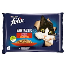 Purina Felix Fantastic nyúllal báránnyal aszpikban nedves macskaeledel 4 x 85 g